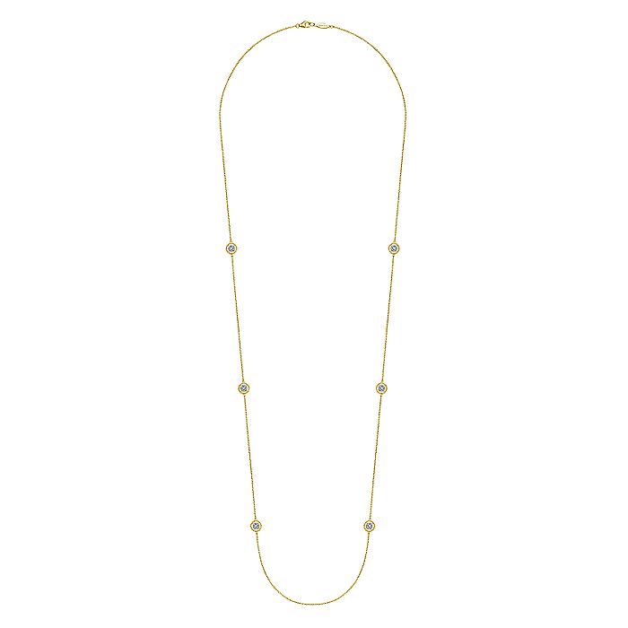 Gabriel & Co. 14 Karat Yellow Gold Double Sided Diamond Bujukan Station Necklace - Diamond Necklaces