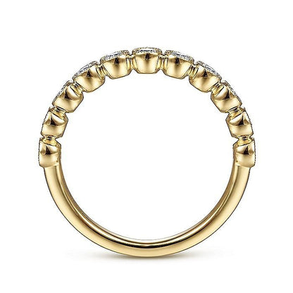 Gabriel & Co Yellow Gold Millgrain Bezel Diamond Stackable Ring