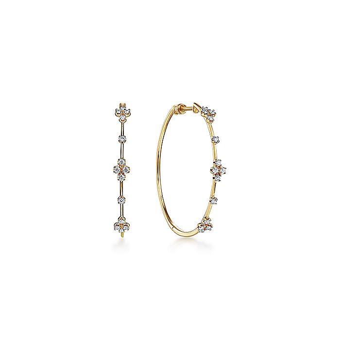 Gabriel & Co. 14 Karat Yellow Gold Diamond Hoop Earrings