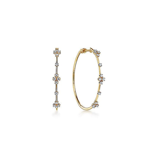 Gabriel & Co. 14 Karat Yellow Gold Diamond Hoop Earrings - Diamond Earrings