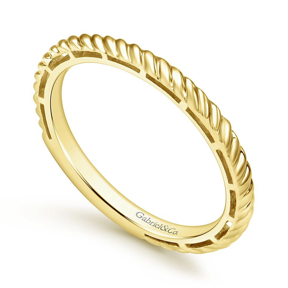 Gabriel & Co Yellow Gold Twisted Rope Stackable Ring - Gold Wedding Bands - Women's