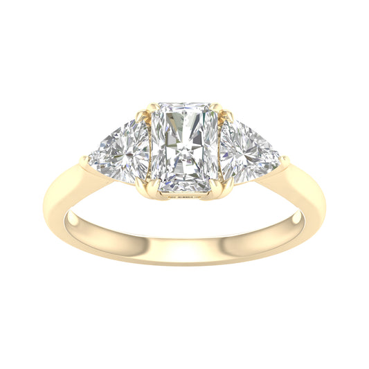 Yellow Gold Three Stone Radiant Cut Laboratory Grown Engagement Ring - Diamond Engagement Rings