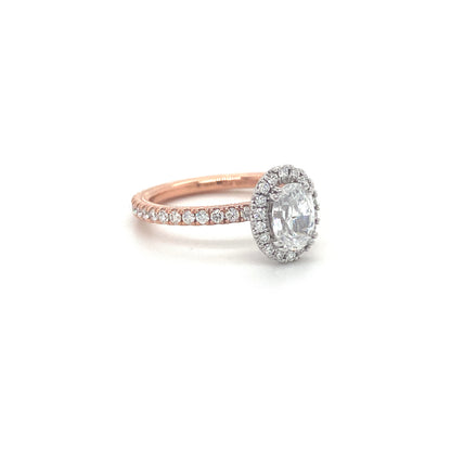 Verragio Tradition Collection Rose And White Gold Oval Halo Semi-Mount Engagement Ring - Diamond Semi-Mount Rings