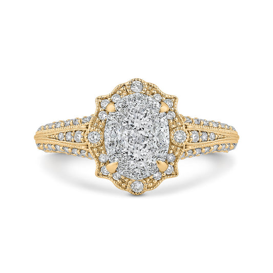 Luminous Yellow Gold Fancy Oval Halo Engagement Ring