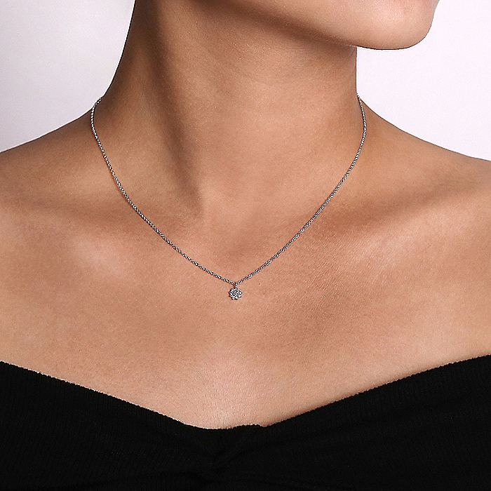 Gabriel & Co White Gold Diamond Flower Pendant Necklace