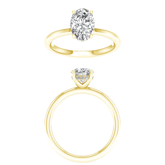 Yellow Gold Oval Hidden Halo Laboratory Grown Diamond Engagement Ring - Diamond Engagement Rings