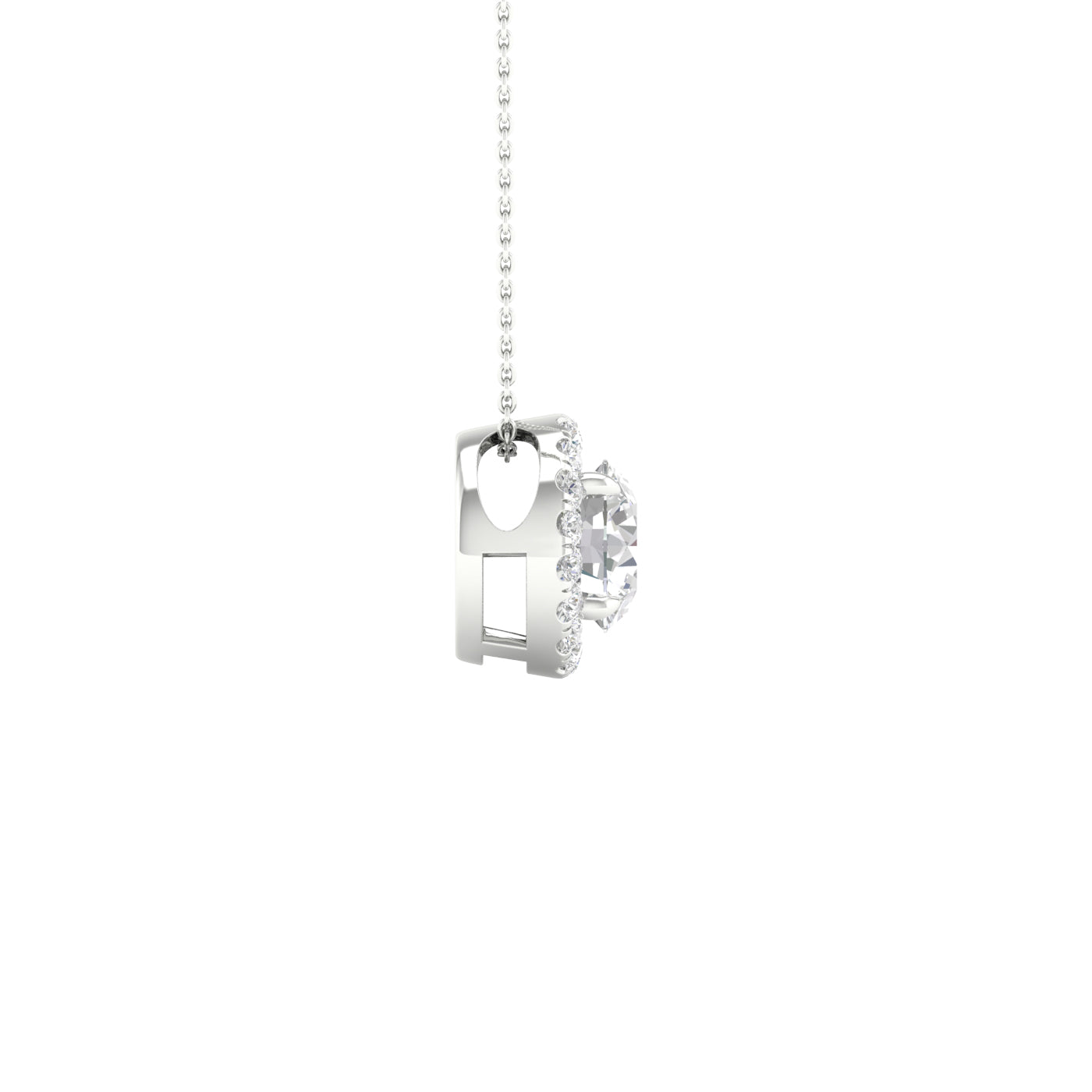 White Gold Laboratory Grown Round Diamond Halo Pendant