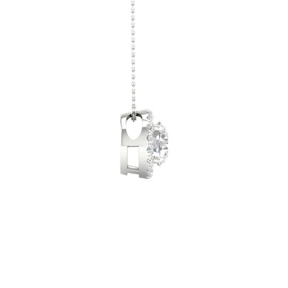 White Gold Laboratory Grown Round Diamond Halo Pendant