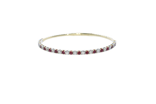 Yellow and White Gold Ruby and Diamond Bracelet - Colored Stone Bracelets