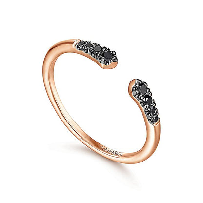 Gabriel & Co Rose Gold Split Black Diamond Stackable Ring