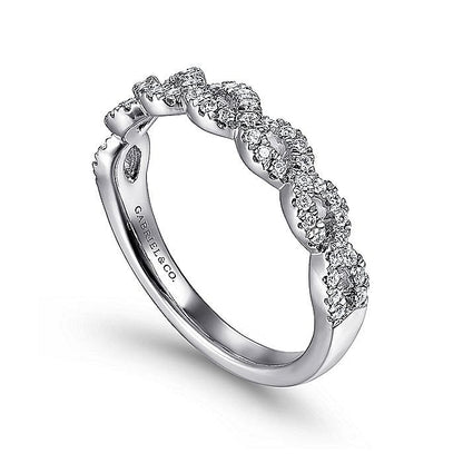 Gabriel & Co. White Gold Diamond Twisted Stackable Ring