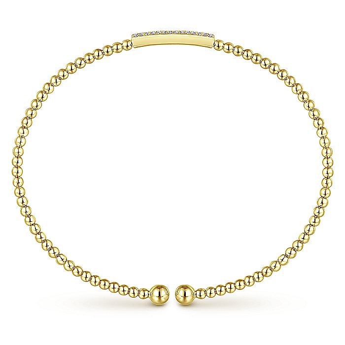 Gabriel & Co. 14 Karat Yellow Gold Bujukan Bead Diamond Cuff Bracelet - Diamond Bracelets