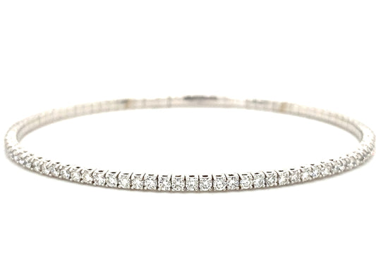 Ladies White Gold One Carat Flexible Diamond Bangle Bracelet