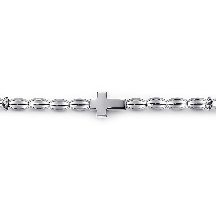 Gabriel & Co Sterling Silver Beaded Cross Bracelet - Gents Bracelet