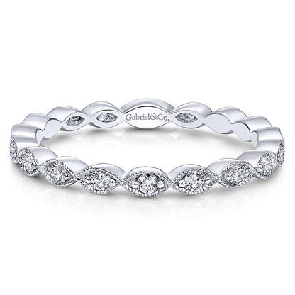 Gabriel & Co White Gold Marquise Station Diamond Stackable Ring
