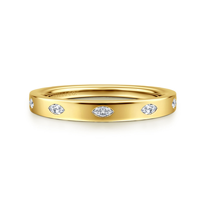 Gabriel & Co. Yellow Gold Marquise Diamond Anniversary Band
