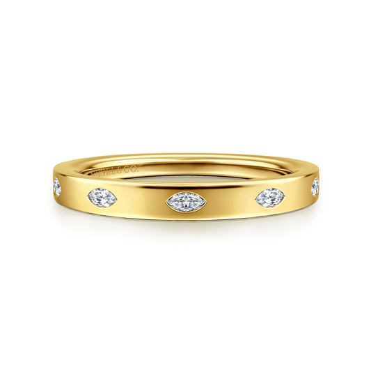 Gabriel & Co. Yellow Gold Marquise Diamond Anniversary Band