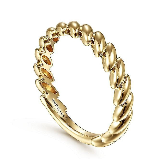Gabriel & Co. Yellow Gold Tilted Leaf Ring