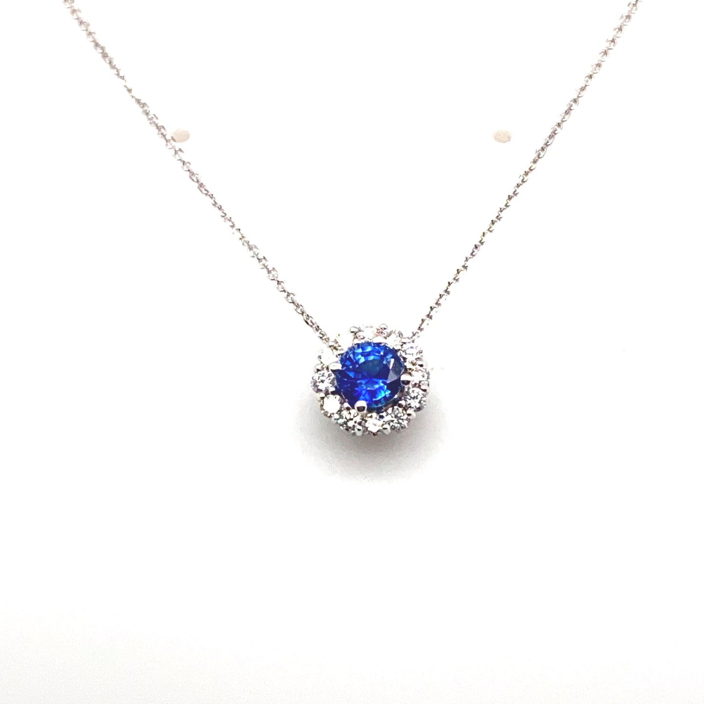 White Gold Sapphire and Diamond Pendant