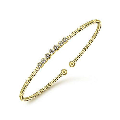 Gabriel & Co Bujukan Bead Cuff Bracelet with Cluster Diamond Stations - Diamond Bracelets