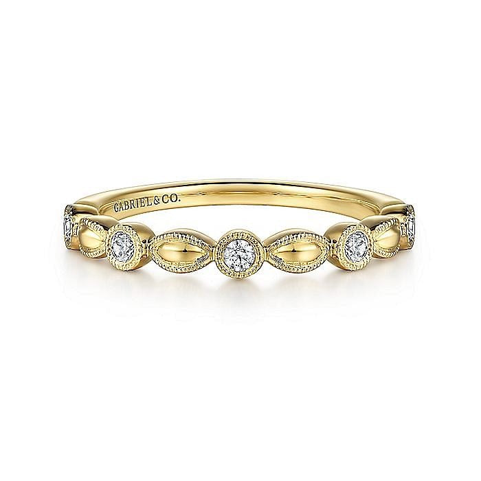Gabriel & Co. Yellow Gold Diamond Marquise Shaped Stackable Ring