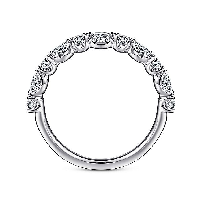 Gabriel & Co. 14 Karat White Gold Marquise and Round Diamond Anniversary Band