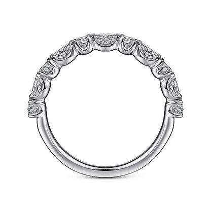 Gabriel & Co. 14 Karat White Gold Marquise and Round Diamond Anniversary Band