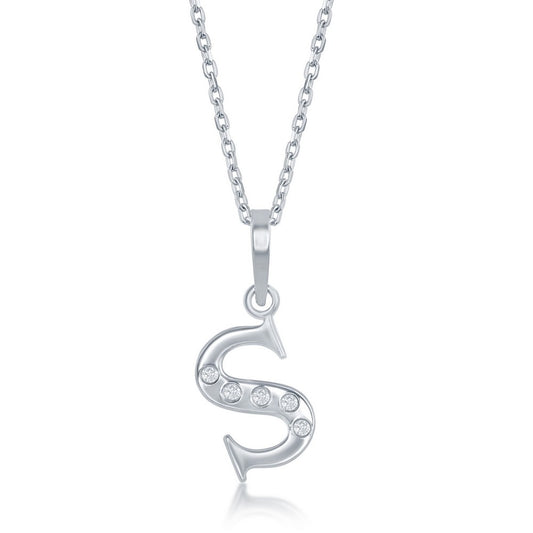 Sterling Silver Diamond S Necklace - Silver Necklace