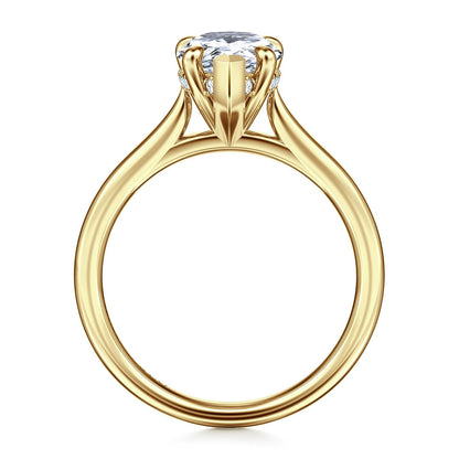 Gabriel & Co. Yellow Gold Pear Semi-Mount Engagement Ring - Diamond Semi-Mount Rings