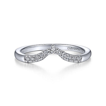 Gabriel & Co White Gold Curved V Diamond Wedding Band - Diamond Wedding Bands - Women's
