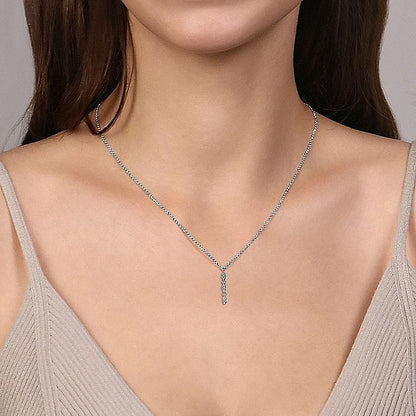 Gabriel & Co. White Gold Diamond Vertical Bar Pendant - Diamond Pendants