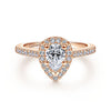 Gabriel & Co Rose Gold Pear Shape Halo Semi-Mount Engagement Ring