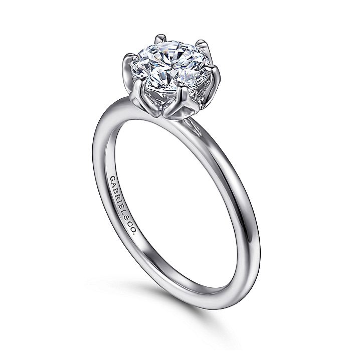 Gabriel & Co. White Gold Round Solitaire Semi-Mount Engagement Ring - Diamond Semi-Mount Rings