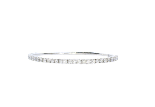 White Gold Diamond Flexible Bangle Bracelet - Diamond Bracelets