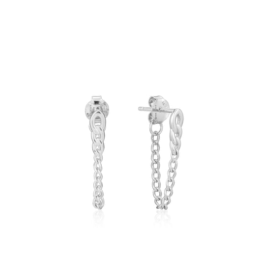 Ania Haie Silver Curb Chain Stud Earrings - Silver Earrings