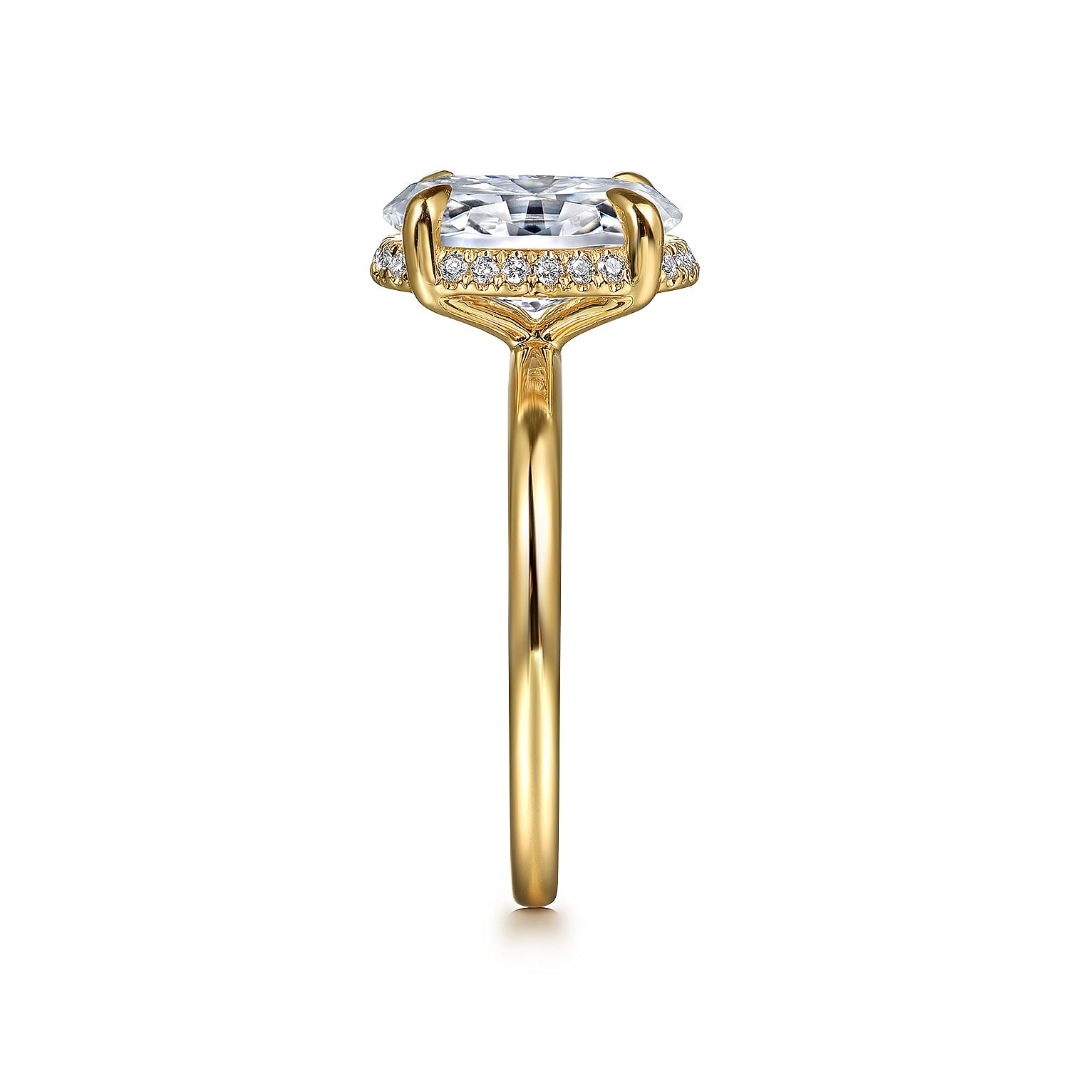 Gabriel & Co. 14 Karat Yellow Gold Oval Hidden Halo Semi-Mount Engagement Ring - Diamond Semi-Mount Rings