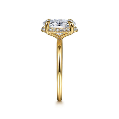 Gabriel & Co. 14 Karat Yellow Gold Oval Hidden Halo Semi-Mount Engagement Ring - Diamond Semi-Mount Rings