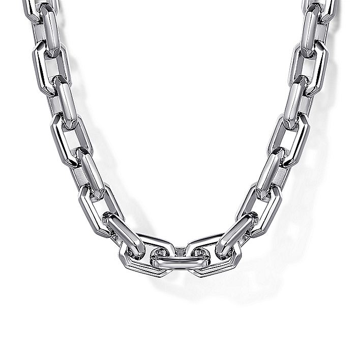 Gabriel & Co. Sterling Silver Faceted Chain - Gents Necklace