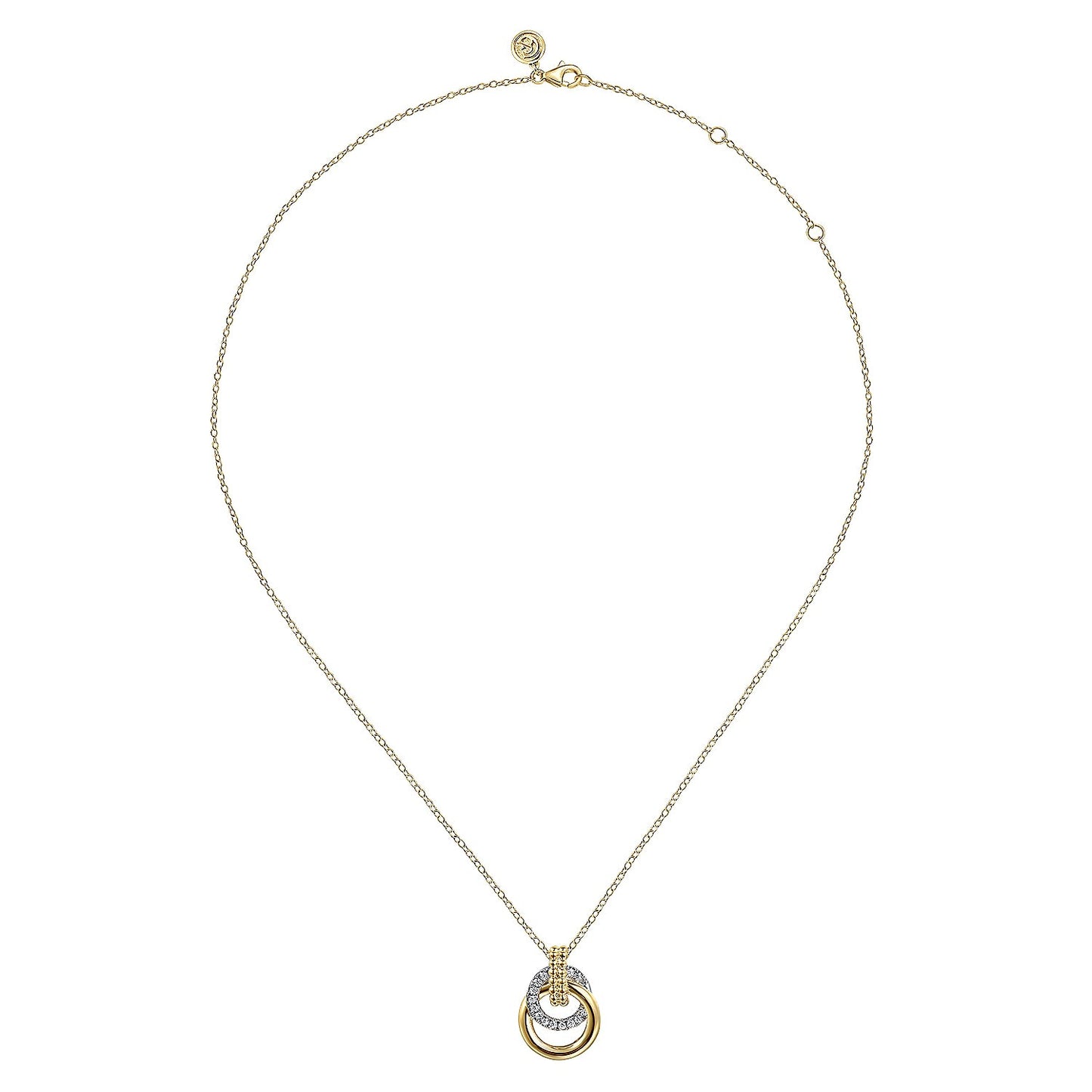 Gabriel & Co. White and Yellow Gold Diamond Pendant