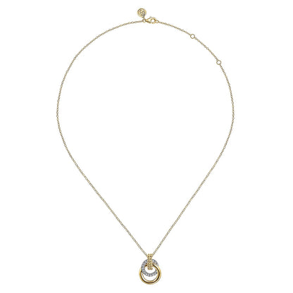 Gabriel & Co. White and Yellow Gold Diamond Pendant