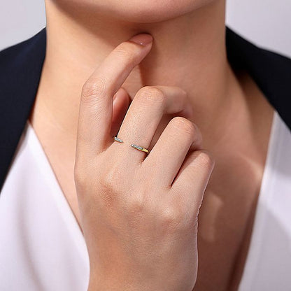 Gabriel & Co Yellow Gold Open Diamond Tipped Stackable Ring - Diamond Fashion Rings - Women's