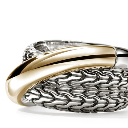John Hardy Sterling Silver & Yellow Gold Essential Crossover Ring - Ladies Silver Rings