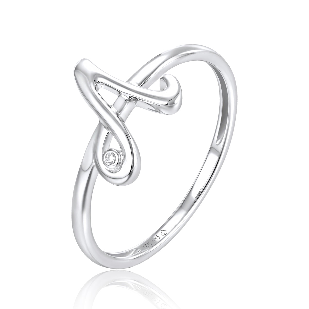 Luvente 14 Karat White Gold Initial A Diamond Ring - Diamond Fashion Rings - Women's