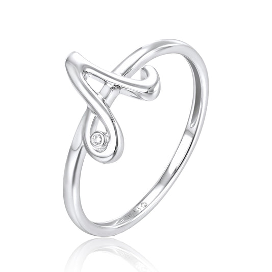 Luvente 14 Karat White Gold Initial A Diamond Ring - Diamond Fashion Rings - Women's