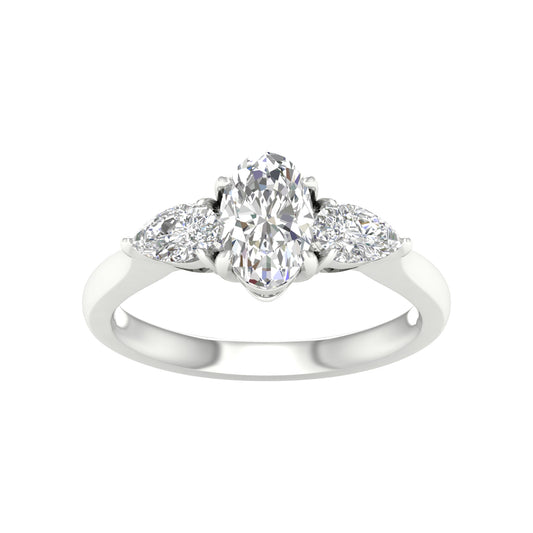 White Gold Three Stone Laboratory Grown Engagement Ring - Diamond Engagement Rings