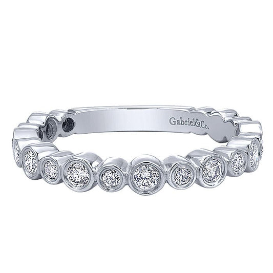 Gabriel & Co White Gold Alternating Bezel Set Stackable Diamond Band - Diamond Fashion Rings - Women's