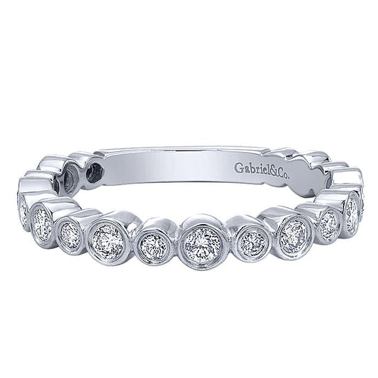 Gabriel & Co White Gold Alternating Bezel Set Stackable Diamond Band