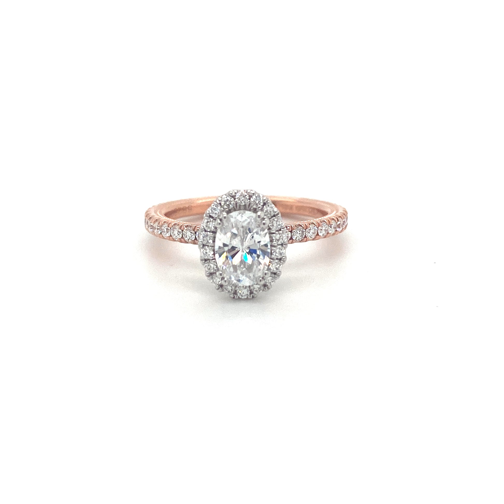 Verragio Tradition Collection Rose And White Gold Oval Halo Semi-Mount Engagement Ring - Diamond Semi-Mount Rings