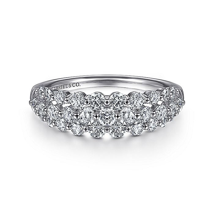 Gabriel & Co. 14 Karat White Gold Multi Row Diamond Ring - Diamond Anniversary Rings