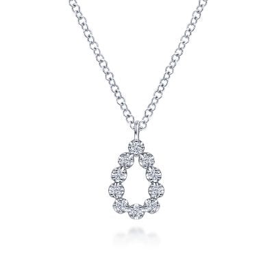 Gabriel & Co. White Gold Diamond Teardrop Pendant Necklace - Diamond Necklaces